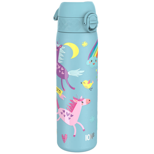 Leak Proof Slim Water Bottle, Stainless Steel, Blue Unicorns, 600ml (20oz)