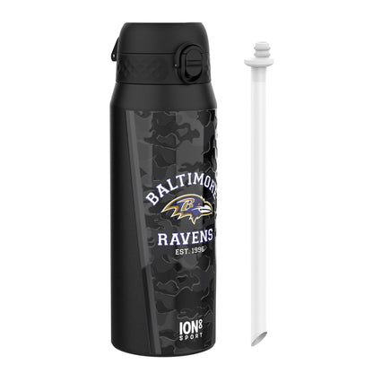 NFL x ION8 Insulated Steel Water Bottle, NFL Ravens, 750ml (24oz)