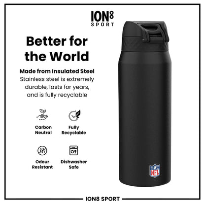 NFL x ION8 Insulated Steel Water Bottle, NFL Panthers, 750ml (24oz)