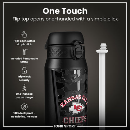 NFL x ION8 Insulated Steel Water Bottle, NFL Chiefs, 750ml (24oz)
