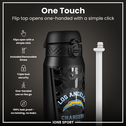 NFL x ION8 Insulated Steel Water Bottle, NFL Chargers, 750ml (24oz)