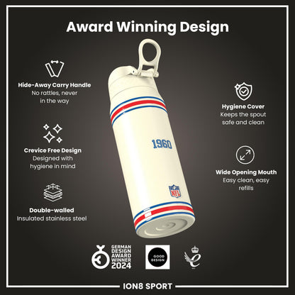NFL x ION8 Insulated Steel Water Bottle, NFL Bills, 750ml (24oz)