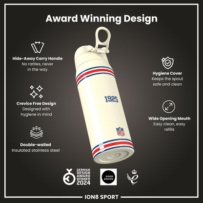 NFL x ION8 Insulated Steel Water Bottle, NFL Giants, 750ml (24oz)