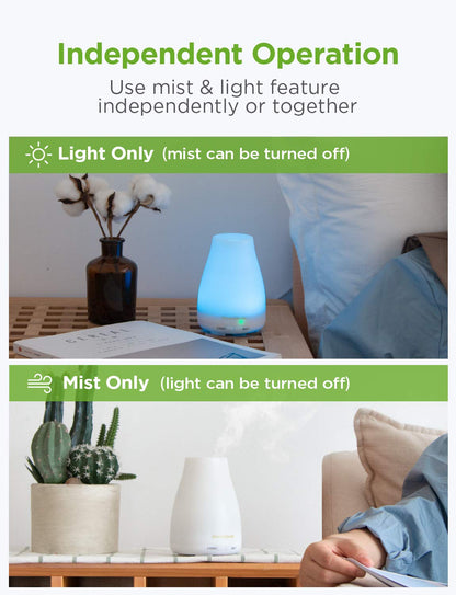 InnoGear Essential Oil Diffuser | 2-Pack Ultrasonic Diffusers for Home Aromatherapy, 7-Color LED, Auto Off