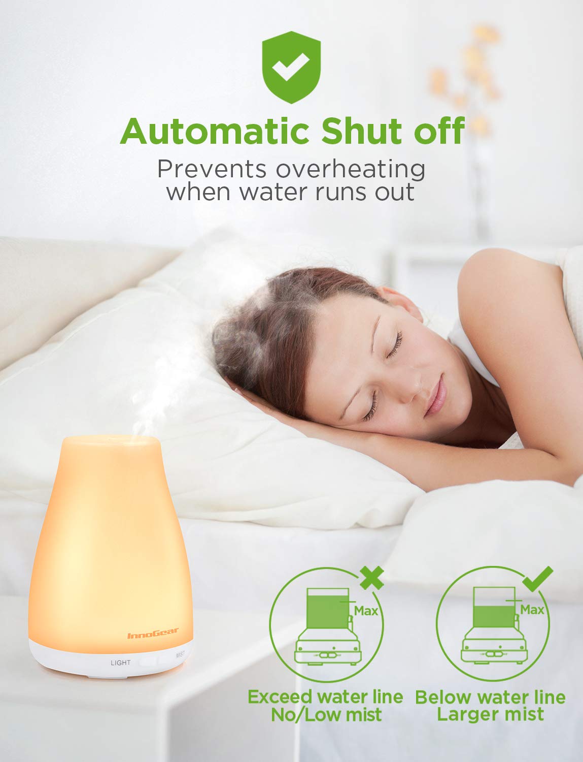 InnoGear Essential Oil Diffuser | 2-Pack Ultrasonic Diffusers for Home Aromatherapy, 7-Color LED, Auto Off