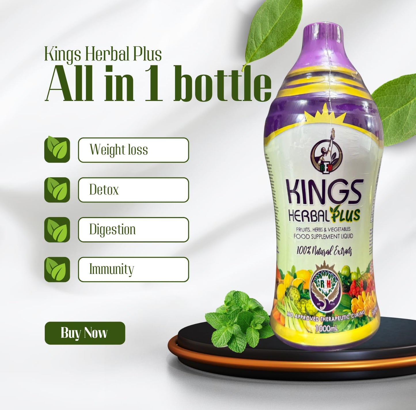 Kings Herbal Plus Food Supplement 1000ml – Fruits, Herbs & Vegetable Fusion