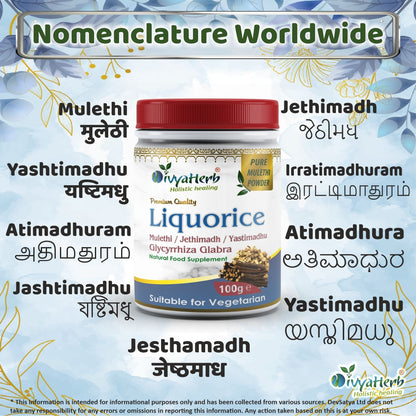 DivyaHerb Liquorice Root Powder 100 gram - Throat Comfort Support