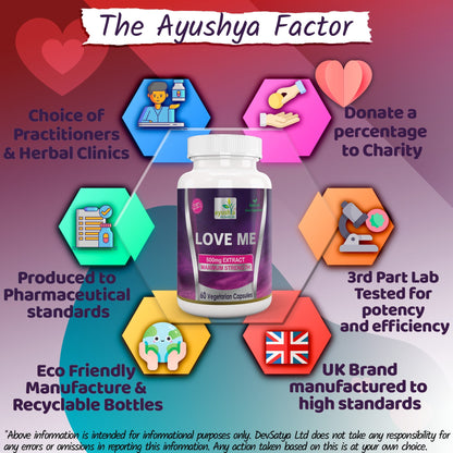 Ayushya Love Me Capsules (Vitality Blend) Vitality & Stamina Support - Vegan, Gluten Free, Non-GMO, 60 Capsules