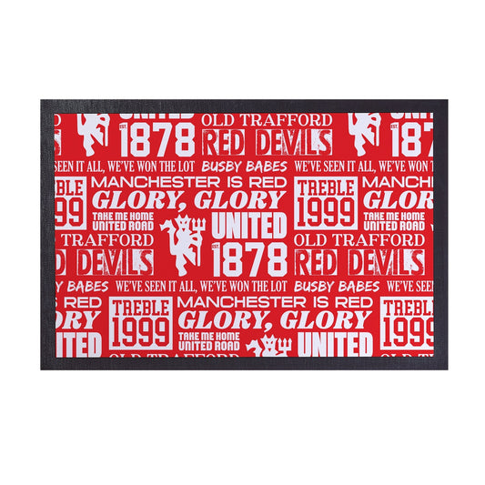 Manchester Red - Word Montage - Door Mat - 60cm x 40cm