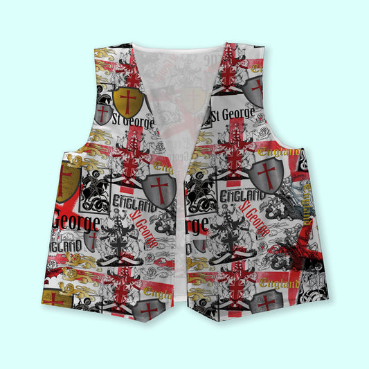 St George All over Pattern - Novelty Costume Fancy Dress Waistcoat ( 4 sizes available )