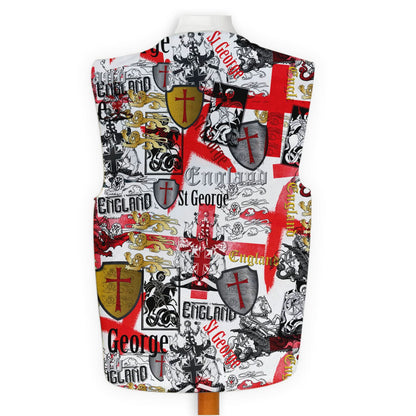 St George All over Pattern - Novelty Costume Fancy Dress Waistcoat ( 4 sizes available )