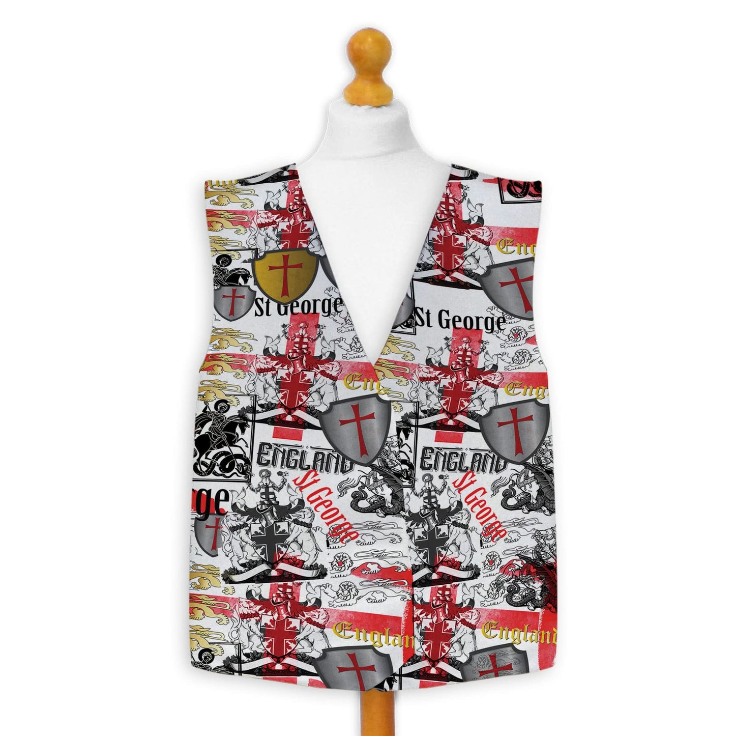 St George All over Pattern - Novelty Costume Fancy Dress Waistcoat ( 4 sizes available )