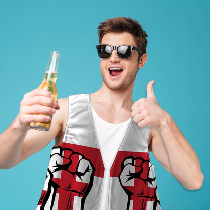 St George Fists Raised - Novelty Costume Fancy Dress Waistcoat ( 4 sizes available )