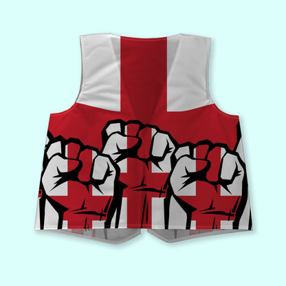 St George Fists Raised - Novelty Costume Fancy Dress Waistcoat ( 4 sizes available )