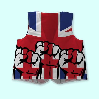 Union Jack Fists Raised - Novelty Costume Fancy Dress Waistcoat ( 4 sizes available )