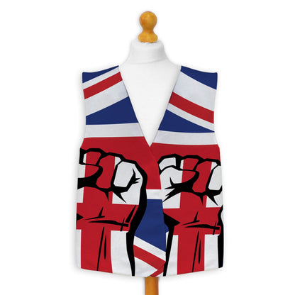 Union Jack Fists Raised - Novelty Costume Fancy Dress Waistcoat ( 4 sizes available )