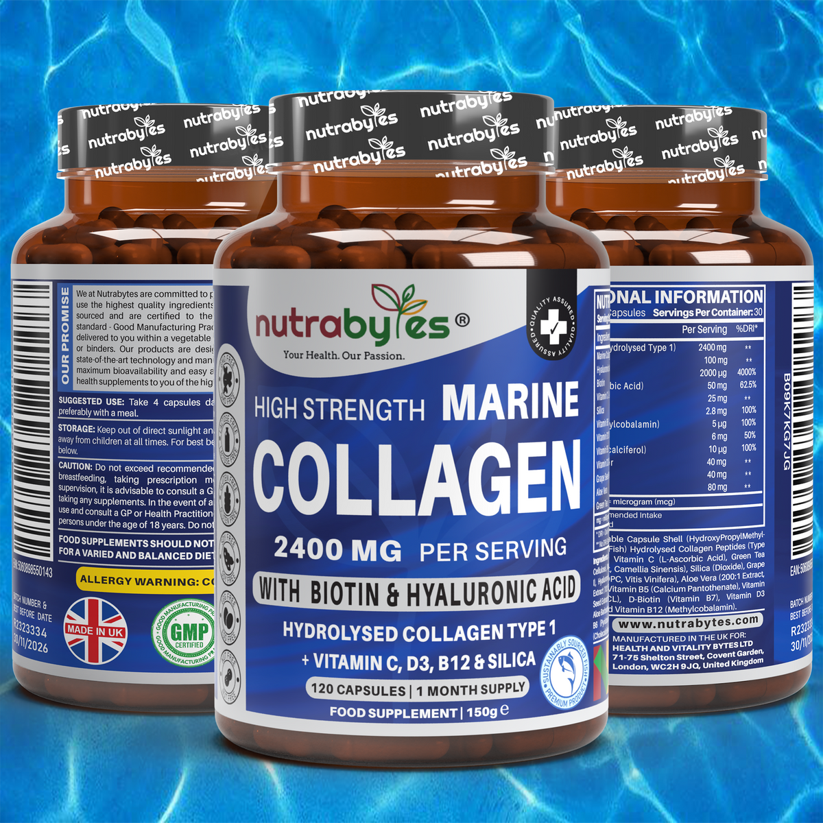 Marine Collagen 2400mg Capsules with Hyaluronic Acid, Biotin & Vitamin C