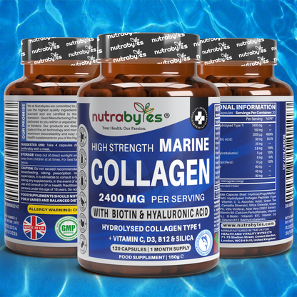 Marine Collagen 2400mg Capsules with Hyaluronic Acid, Biotin & Vitamin C