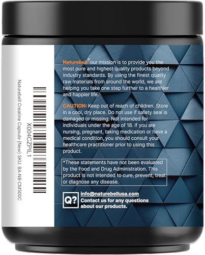 NatureBell Creatine Monohydrate Capsules – 5,000mg per Serving, 500 Count | Unflavored Micronized