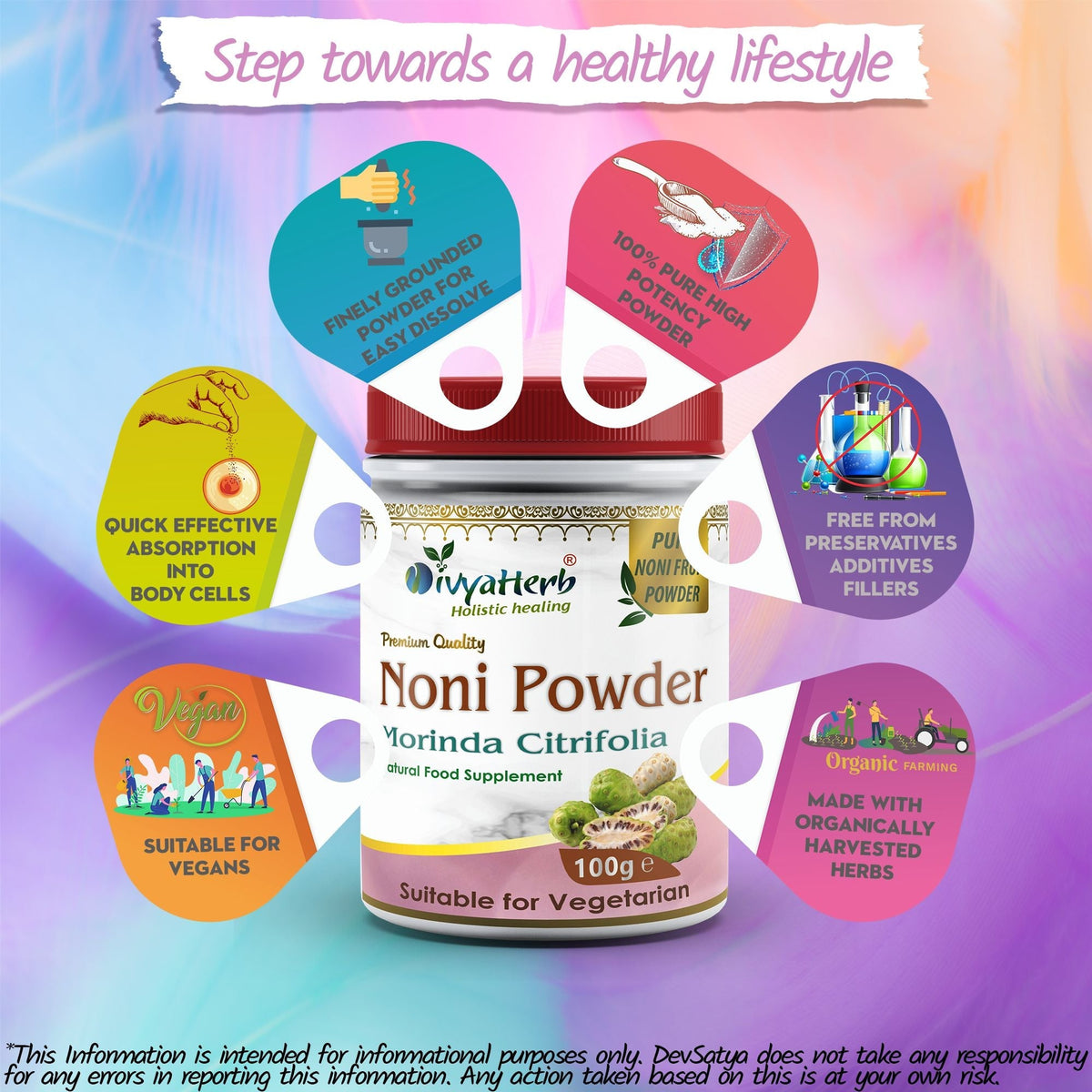 DivyaHerb Noni Powder 100 gram - Daily Wellness Support
