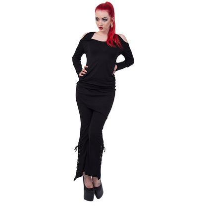 URBAN FASHION - 2in1 Boot-Cut Leggings with Micro Slant Skirt