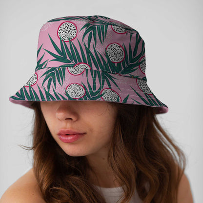Pink Summer Fruits & Leaves Bucket Hat