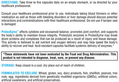 XYMOGEN ProteoXyme - Pancreatic Enzymes, Serrapeptase, Rutin, Papain & Bromelain - Designed to Support Tissue Integrity & Healthy Immune System Balance (100 Acid-Resistant Capsules)