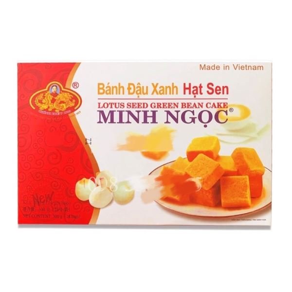 RONG VANG MINH NGOC Lotus Seed Green Bean Cake Banh Dau Xanh Hat Sen 300g