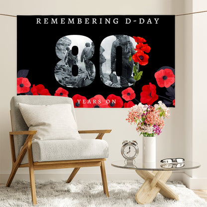 Remembering D-Day 80 Years Poppies | Banner - 3 Sizes