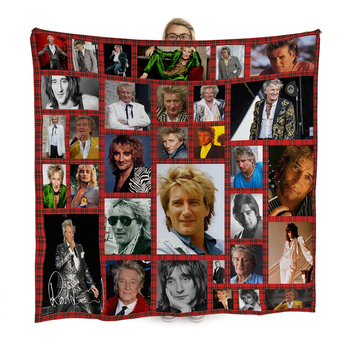Rod Stewart Montage Fleece Throw - Large Size 150cm x 150cm