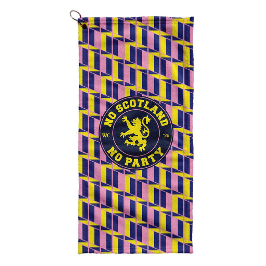 No Scotland No Party Yellow & Pink Retro Pattern - Golf Towel