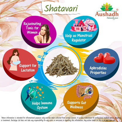 Aushadh Shatavari Capsules (Wild Asparagus) Women’s Wellness Support - Vegan, Gluten Free, Non-GMO, 60 Capsules