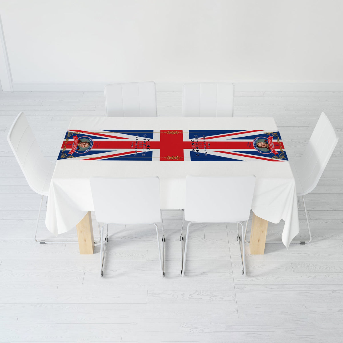 KING CHARLES CORONATION - GOLD EDGE - TABLE RUNNER