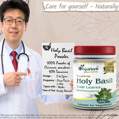 DivyaHerb Holy Basil Powder 100 gram - Seasonal Wellness Support