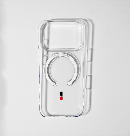 Slim Clear iPhone 17 Pro Max Case with Royal Blue MagSafe Ring - King's Guard | The Iconic Slim