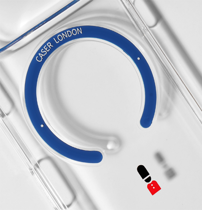 Slim Clear iPhone 17 Pro Max Case with Royal Blue MagSafe Ring - King's Guard | The Iconic Slim