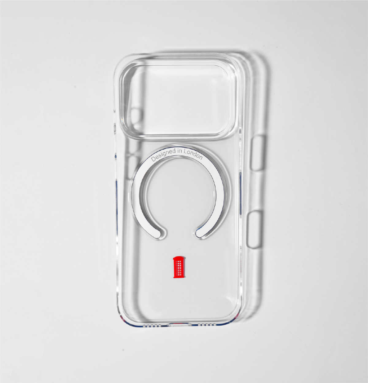 Slim Clear iPhone 17 Pro Max Case with Royal Blue MagSafe Ring - Telephone Box | The Iconic Slim