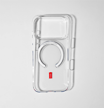 Slim Clear iPhone 17 Pro Max Case with Royal Blue MagSafe Ring - Telephone Box | The Iconic Slim