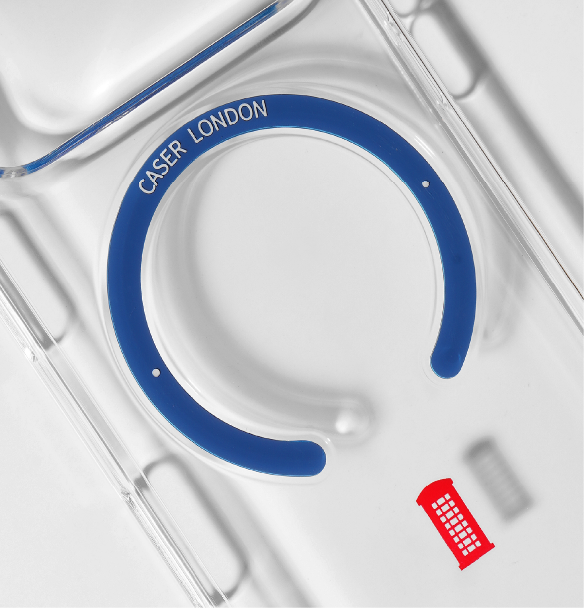 Slim Clear iPhone 17 Pro Max Case with Royal Blue MagSafe Ring - Telephone Box | The Iconic Slim