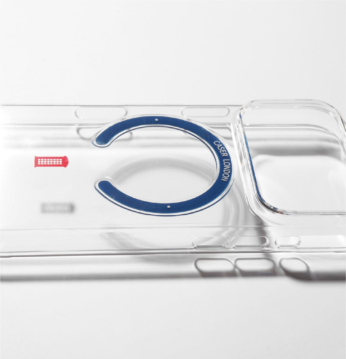Slim Clear iPhone 17 Pro Max Case with Royal Blue MagSafe Ring - Telephone Box | The Iconic Slim