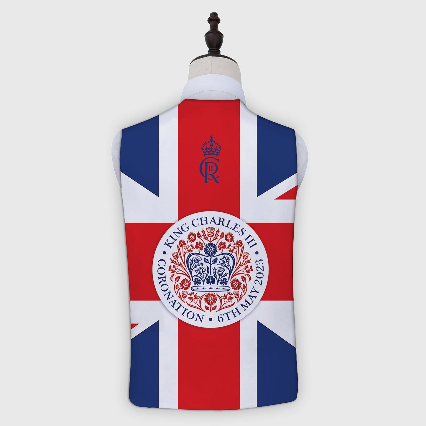 King Charles Coronation - Official Royal Badge - Novelty Costume Fancy Dress Waistcoat ( 4 sizes available )