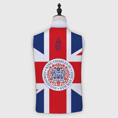 King Charles Coronation - Official Royal Badge - Novelty Costume Fancy Dress Waistcoat ( 4 sizes available )