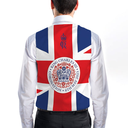 King Charles Coronation - Official Royal Badge - Novelty Costume Fancy Dress Waistcoat ( 4 sizes available )
