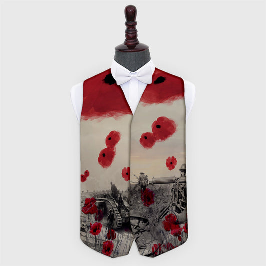 Remembrance Lest We Forget - Novelty Costume Fancy Dress Waistcoat ( 4 sizes available )