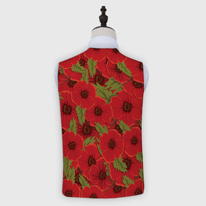 Remembrance - Poppy Motif - Novelty Costume Fancy Dress Waistcoat ( 4 sizes available )
