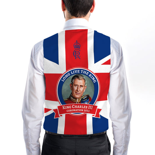 King Charles Coronation - GB Flag - Novelty Costume Fancy Dress Waistcoat ( 4 sizes available )