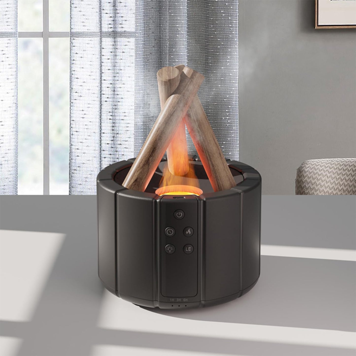 YALEDI Campfire Flame Diffuser 250ml – Remote, Auto Shut-Off, Night Light