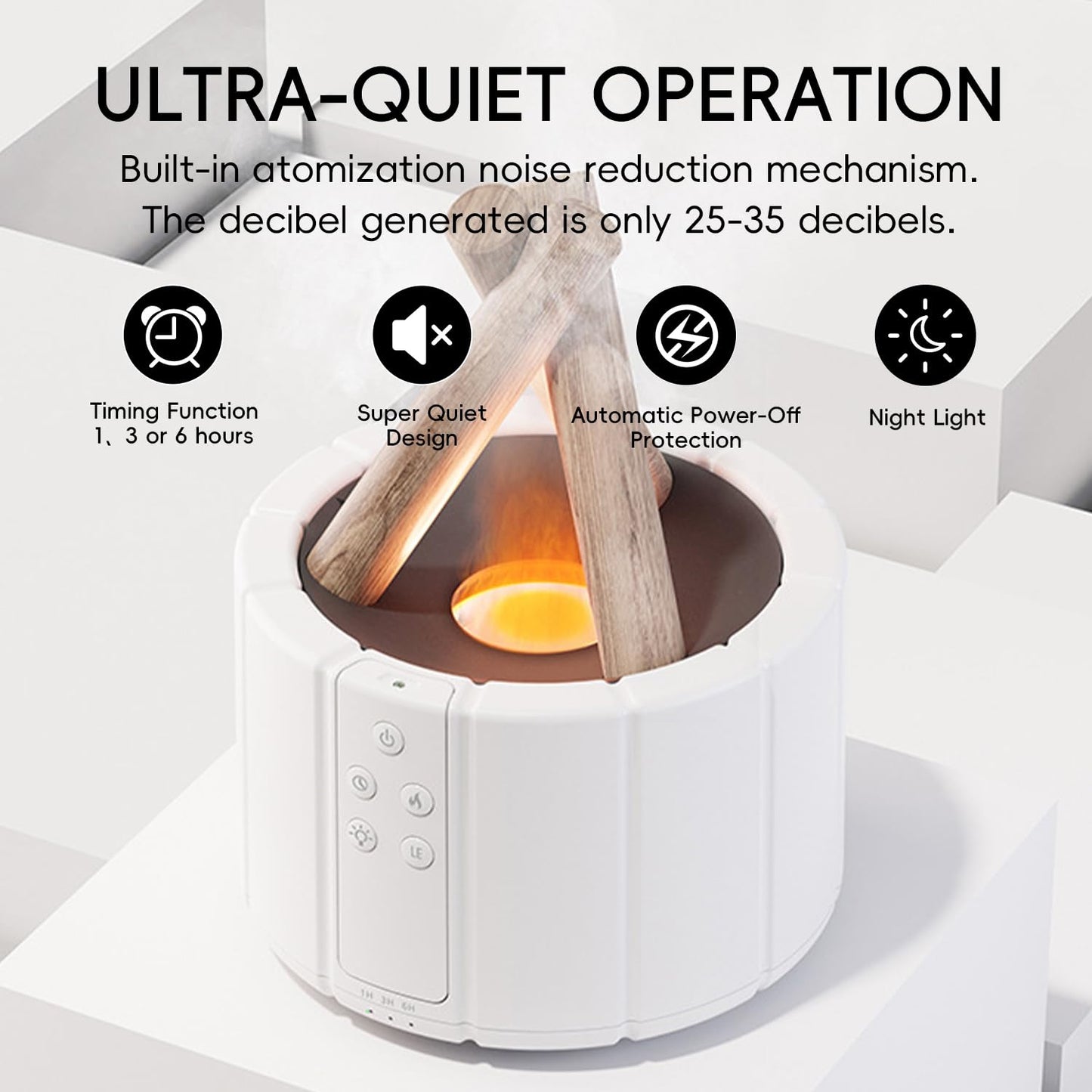 YALEDI Campfire Flame Diffuser 250ml – Remote, Auto Shut-Off, Night Light