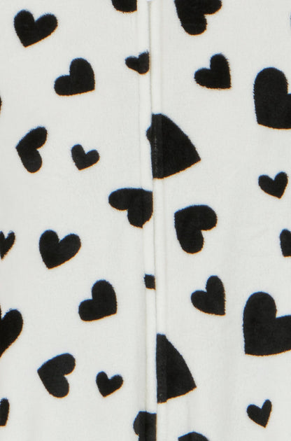 Yumi White Heart Print Onesie With Pockets