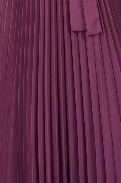 Yumi Purple Pleated Wrap Midi Dress